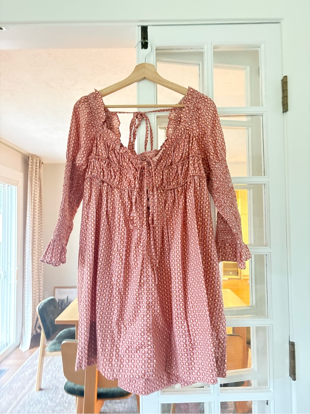 Free People Pink Printed Smocked Peasant dress